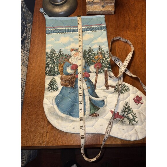 Christmas Stocking Blue With Santa And Toy Sack - Picture 5 of 6